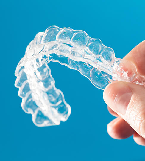 closeup up a set of clear aligners
